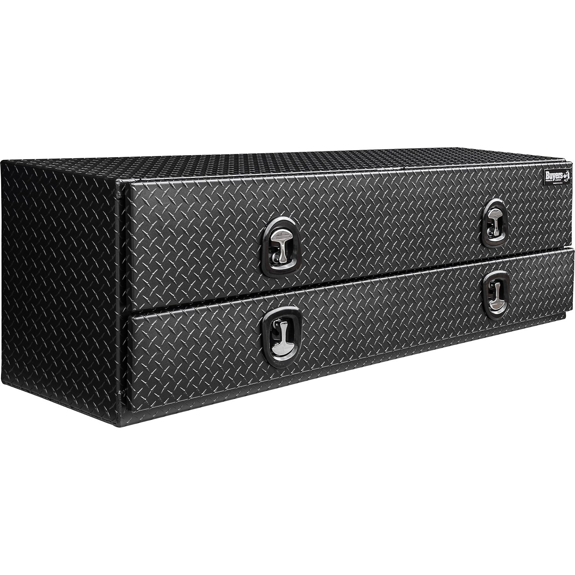 Buyers Products 21x18x96 Inch Textured Matte Black  Diamond Tread Aluminum Heavy-Duty Flatbed Contractor With Lower Door ,Model# 1722593